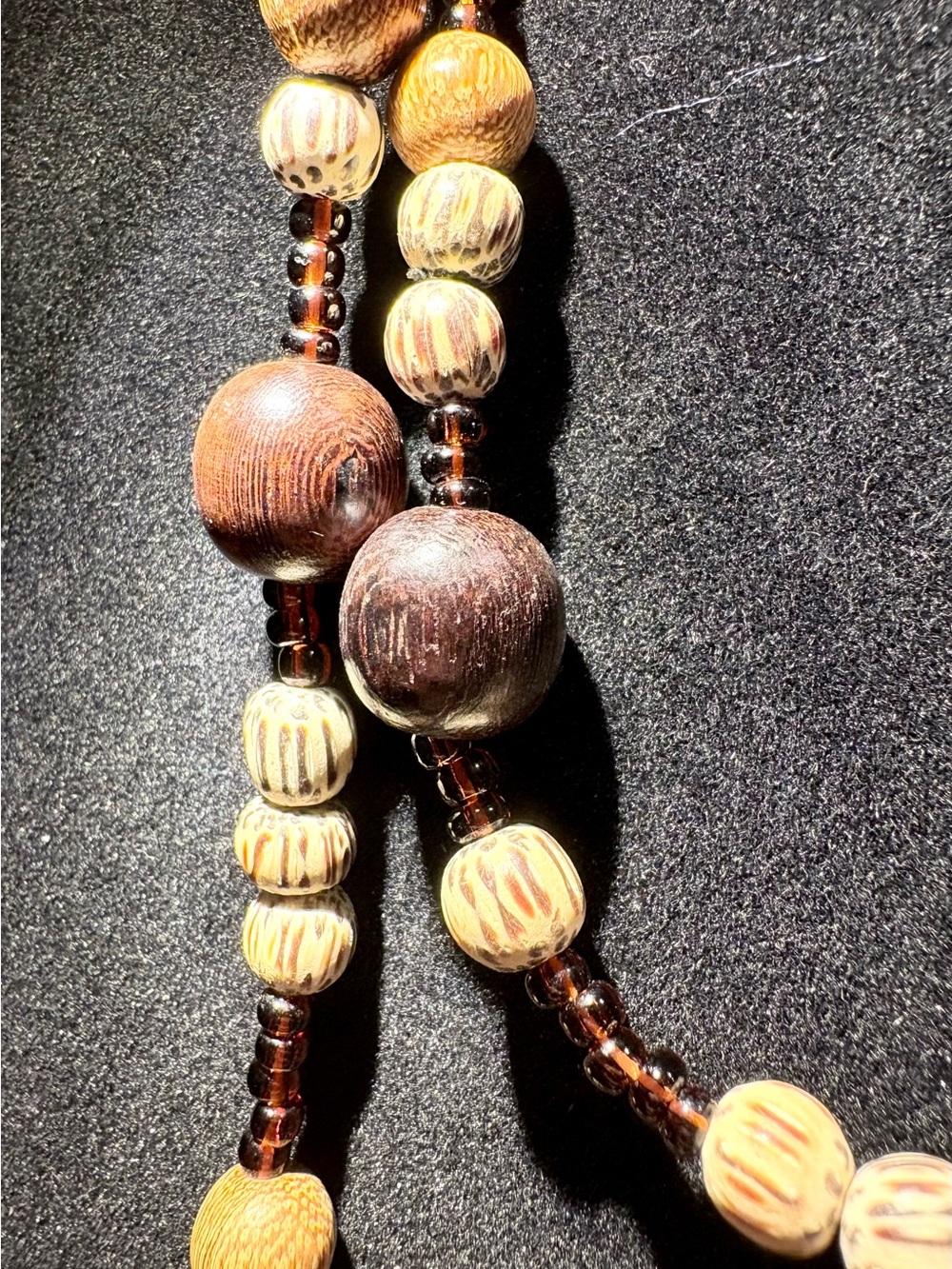 Vintage wood, nut and seed bead necklace